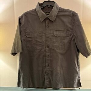 Stanley Ripstop Work Shirt Mens XL Gray Short Sleeve Button Up Utility